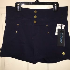 CiSono High Waist Navy Shorts. Size M. NWT